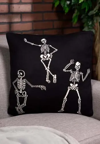 20-Inch Cotton Knit Black & Cream Skeleton Pillow