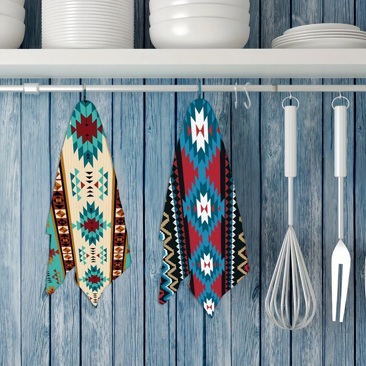 2pcs Southwest Hand Towels Kitchen Decor