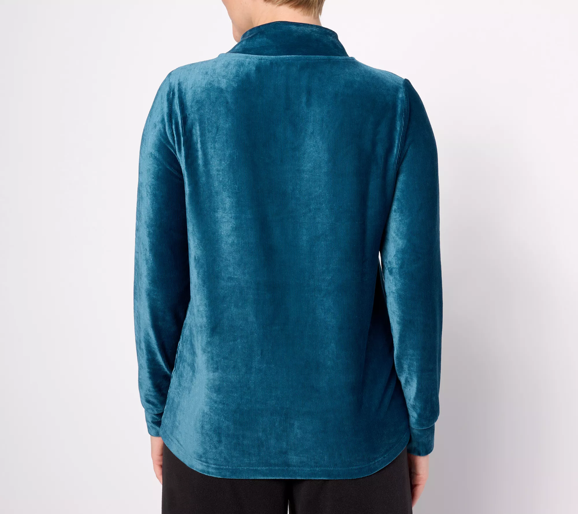 "As Is" AnyBody Rib Velour Long Sleeve Funnel Neck Pullover