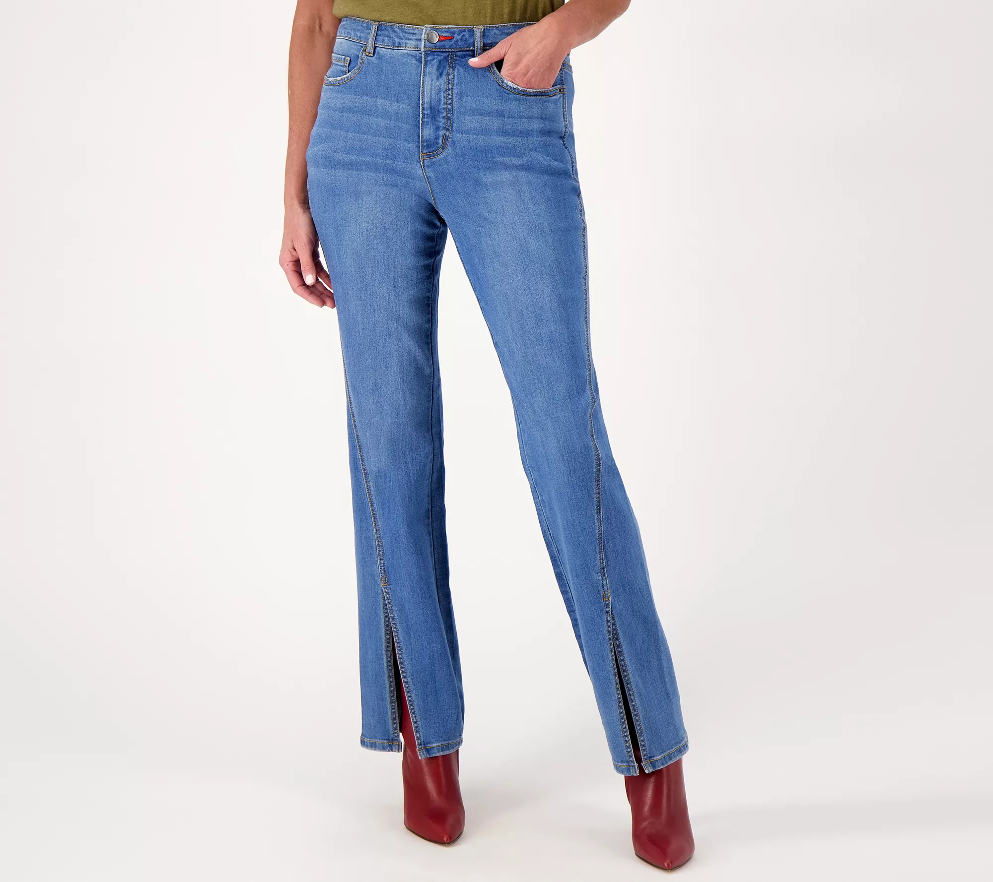 "As Is" Peace Love World Petite Denim Slit Hem Jeans