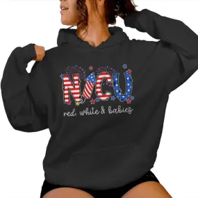 4Th Of July Nicu Neonatal Icu Nurse 4Th Of July American Nur Women Hoodie