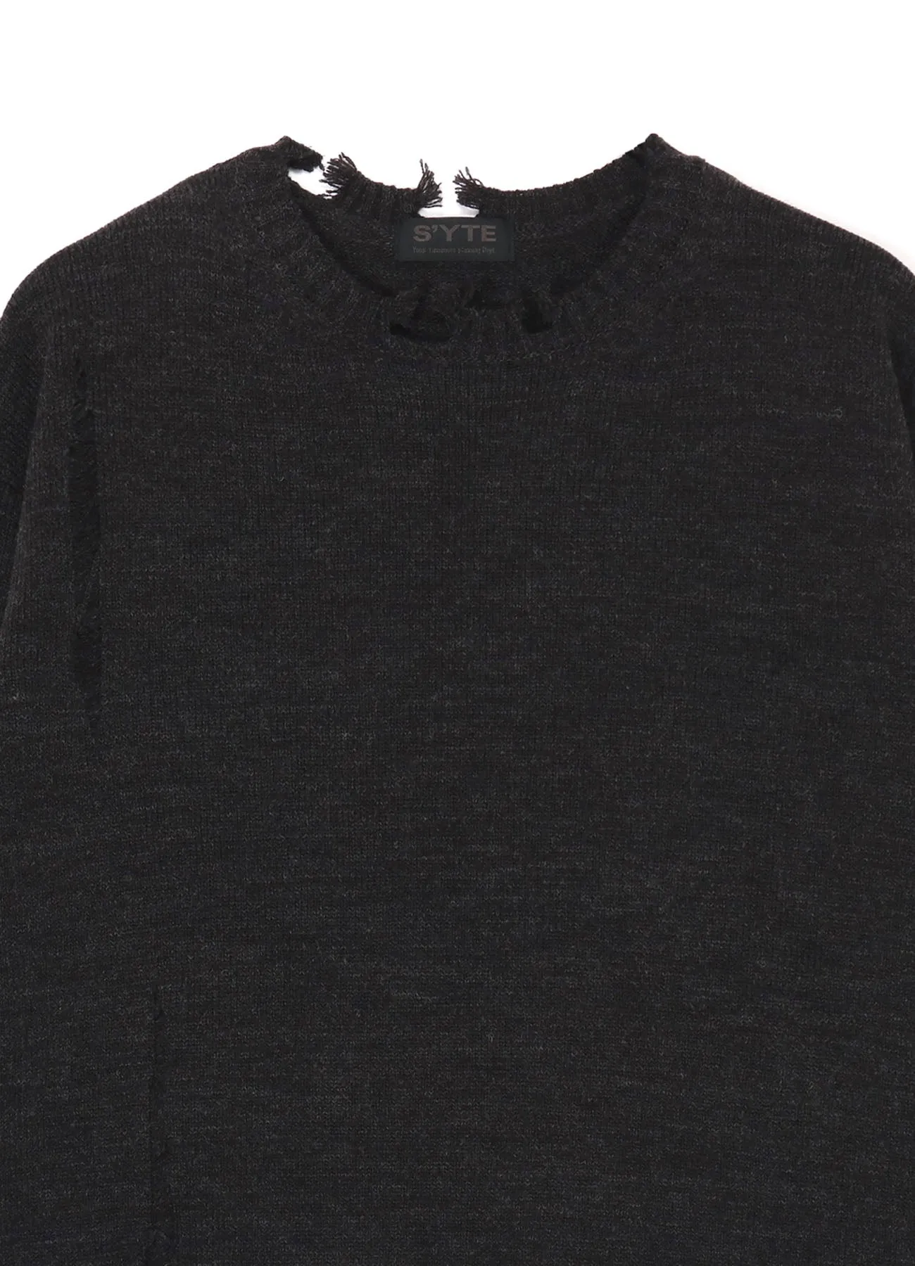 7G BULKY WOOL DAMAGE ROUND NECK PULLOVER