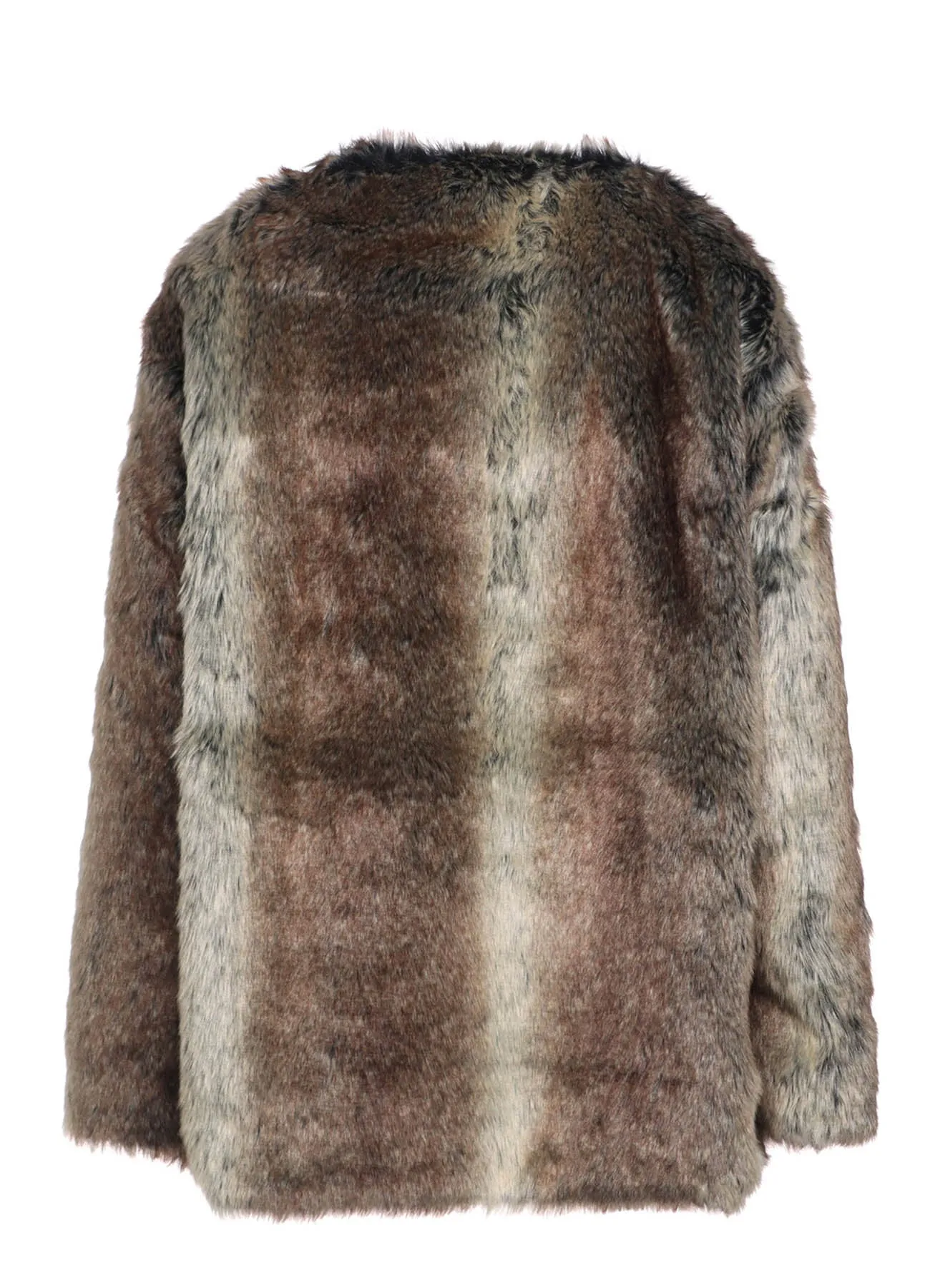 ANIMAL PATTERN ECO FUR CREW NECK PULLOVER