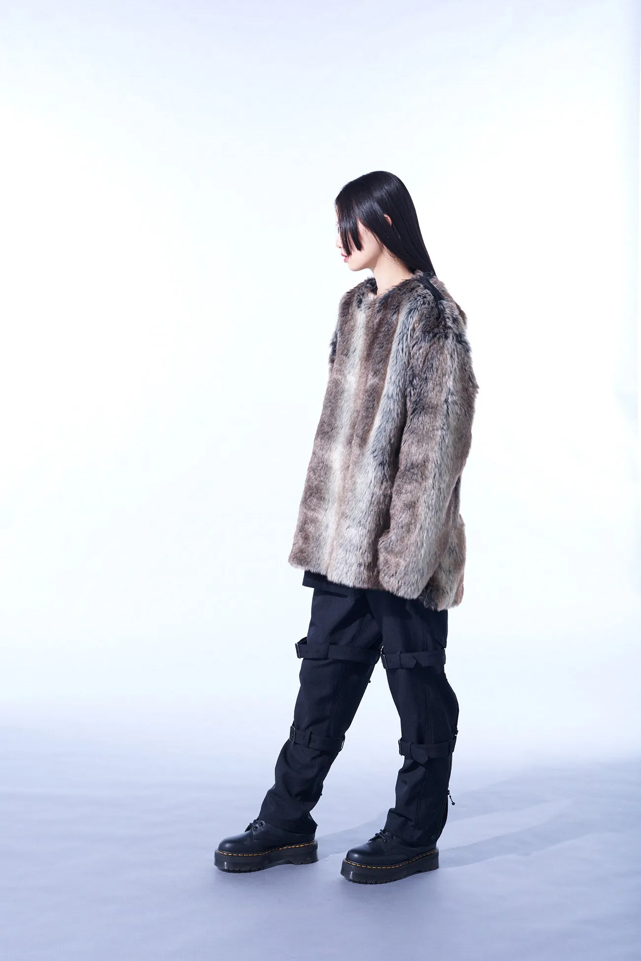 ANIMAL PATTERN ECO FUR CREW NECK PULLOVER