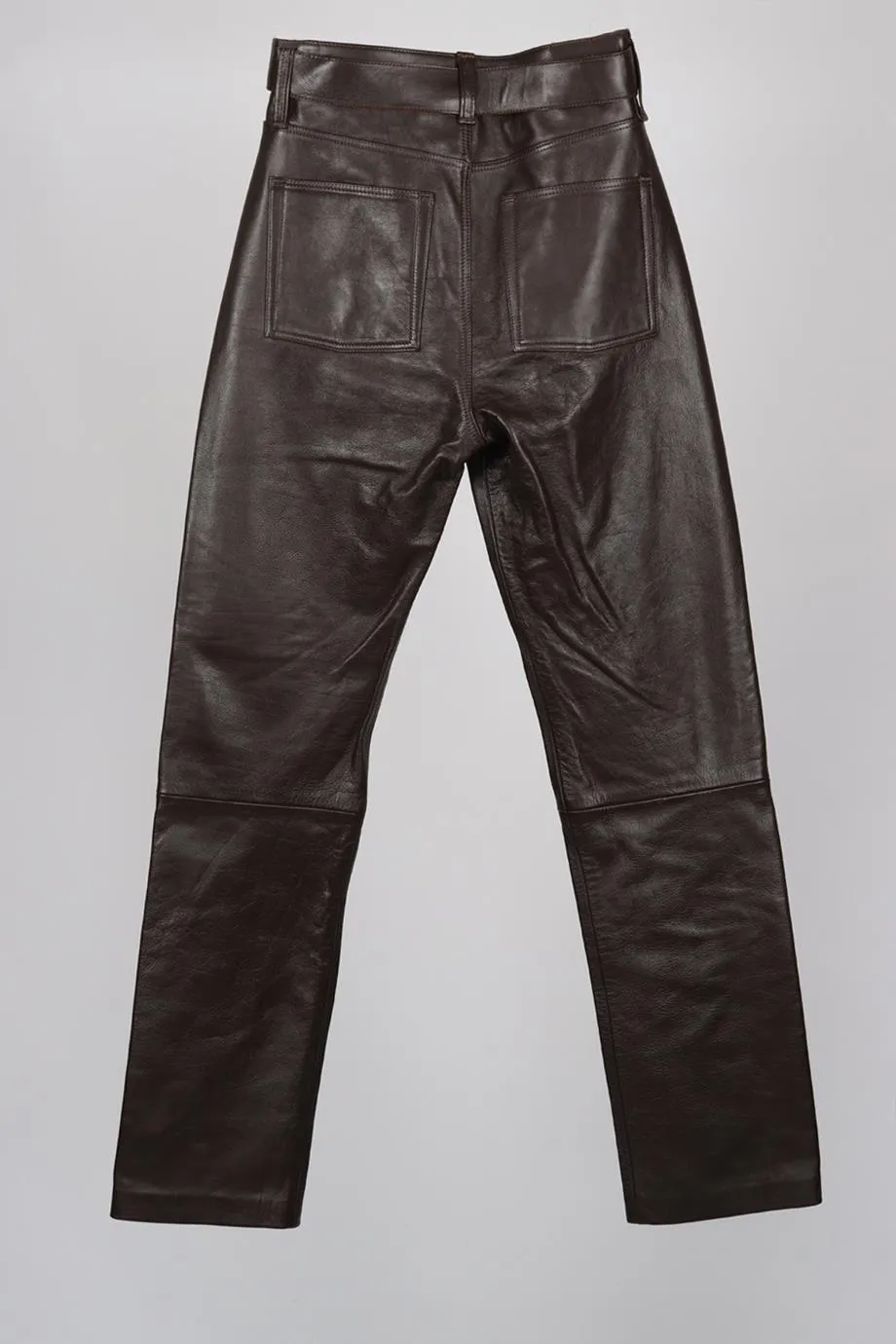 ANINE BING BELTED LEATHER STRAIGHT LEG PANTS FR 32 UK 4