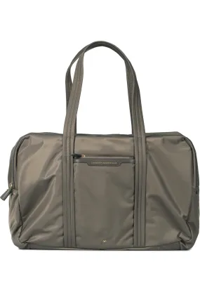 ANYA HINDMARCH TAUPE 24 HOUR NYLON AND LEATHER TRAVEL BAG