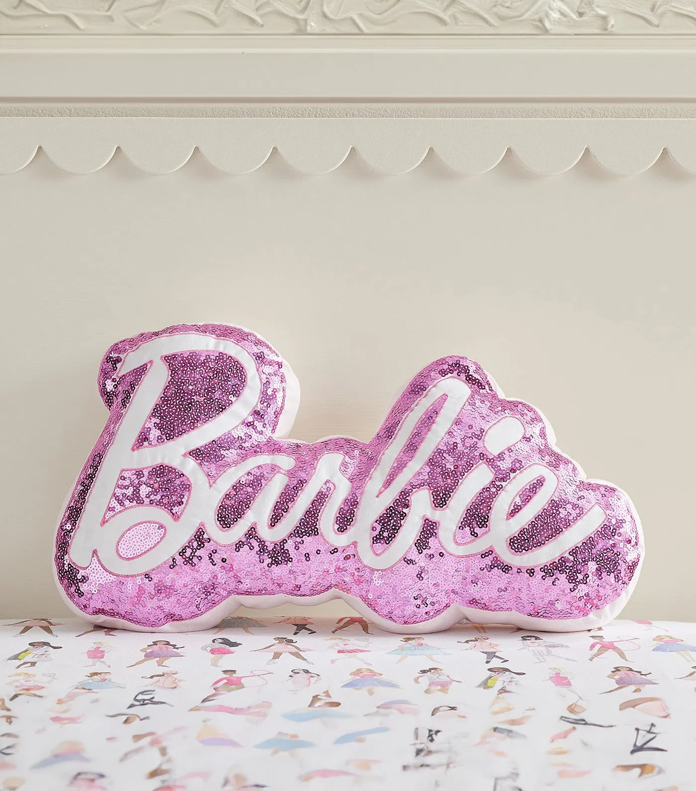 Barbie Logo Shaped Pillow Pink