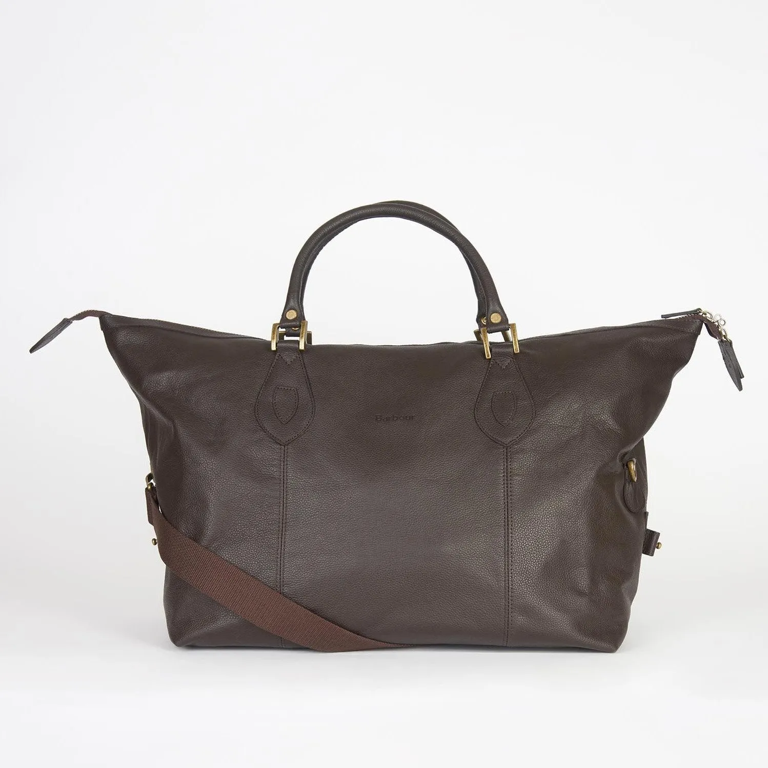 Barbour Leather Medium Travel Explorer Bag in Chocolate