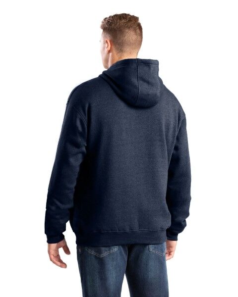 Berne Men's Zippered Pocket Hooded Pullover Sweatshirt in Navy