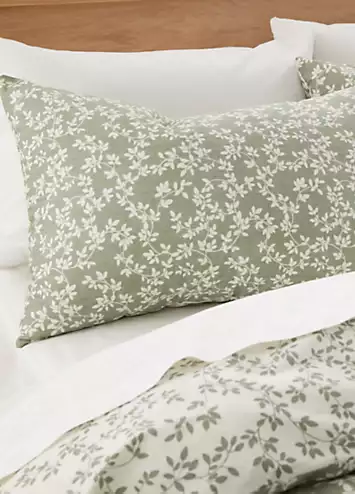 Bianca Green Shadow Leaves 100% Cotton 200 Thread Count Duvet Cover Set | Kaleidoscope