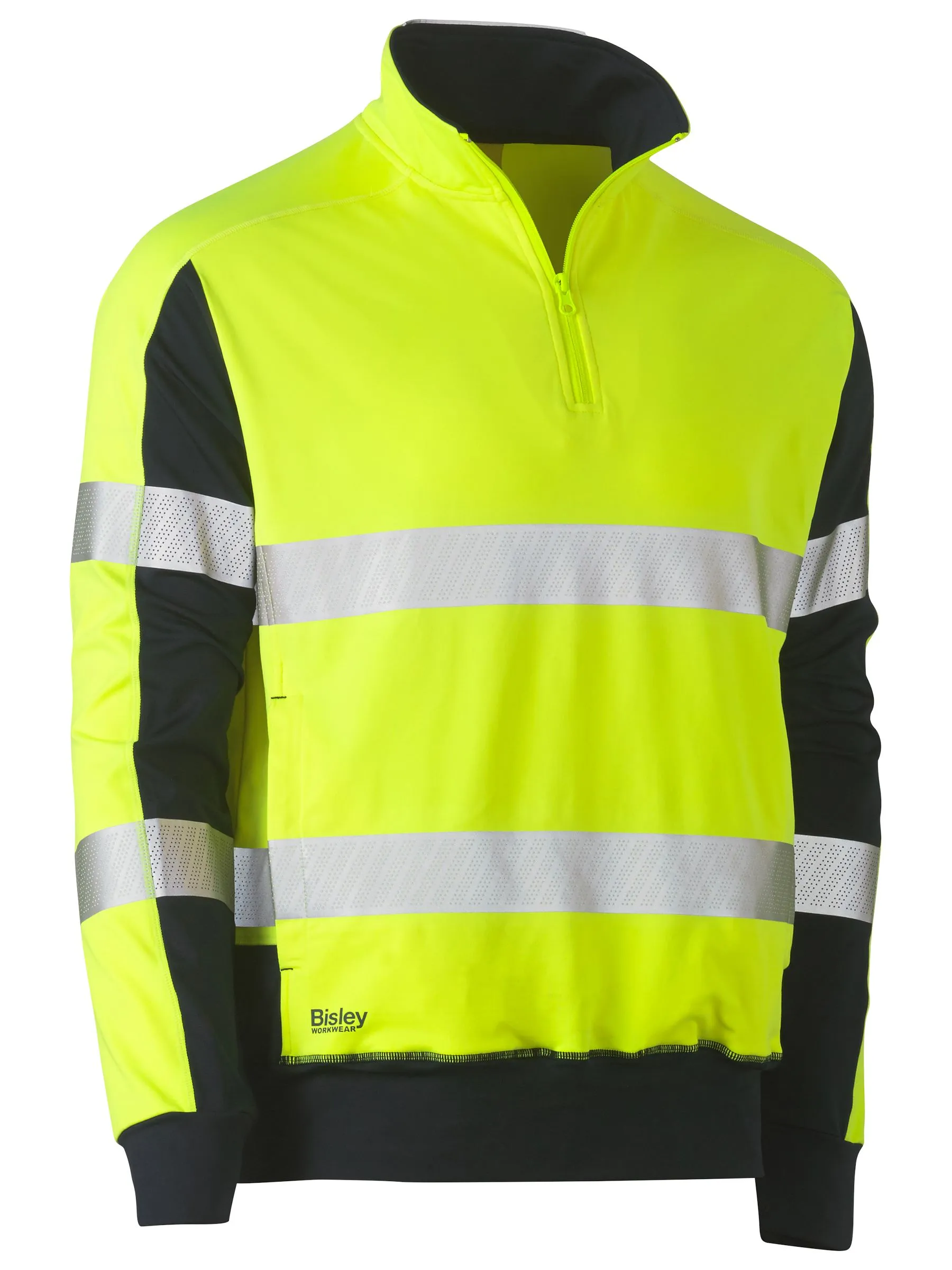 Bisley Taped Two Tone Hi Vis Contrast Stretchy 1/4 Zip Pullover