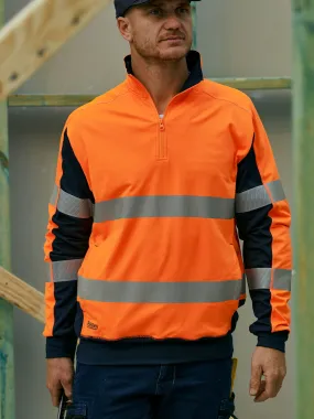 Bisley Taped Two Tone Hi Vis Contrast Stretchy 1/4 Zip Pullover