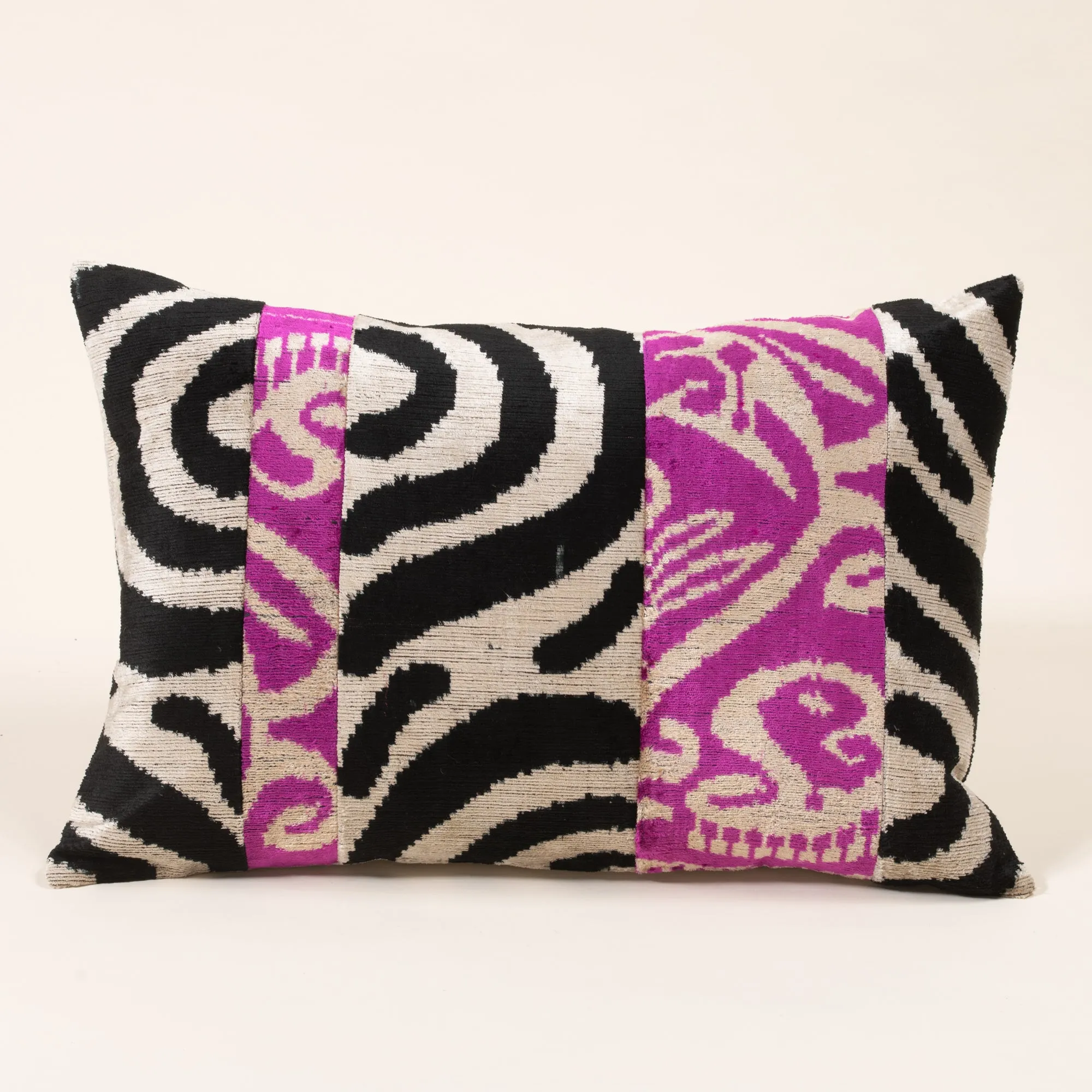 Black, White, & Pink Split Pattern Pillow