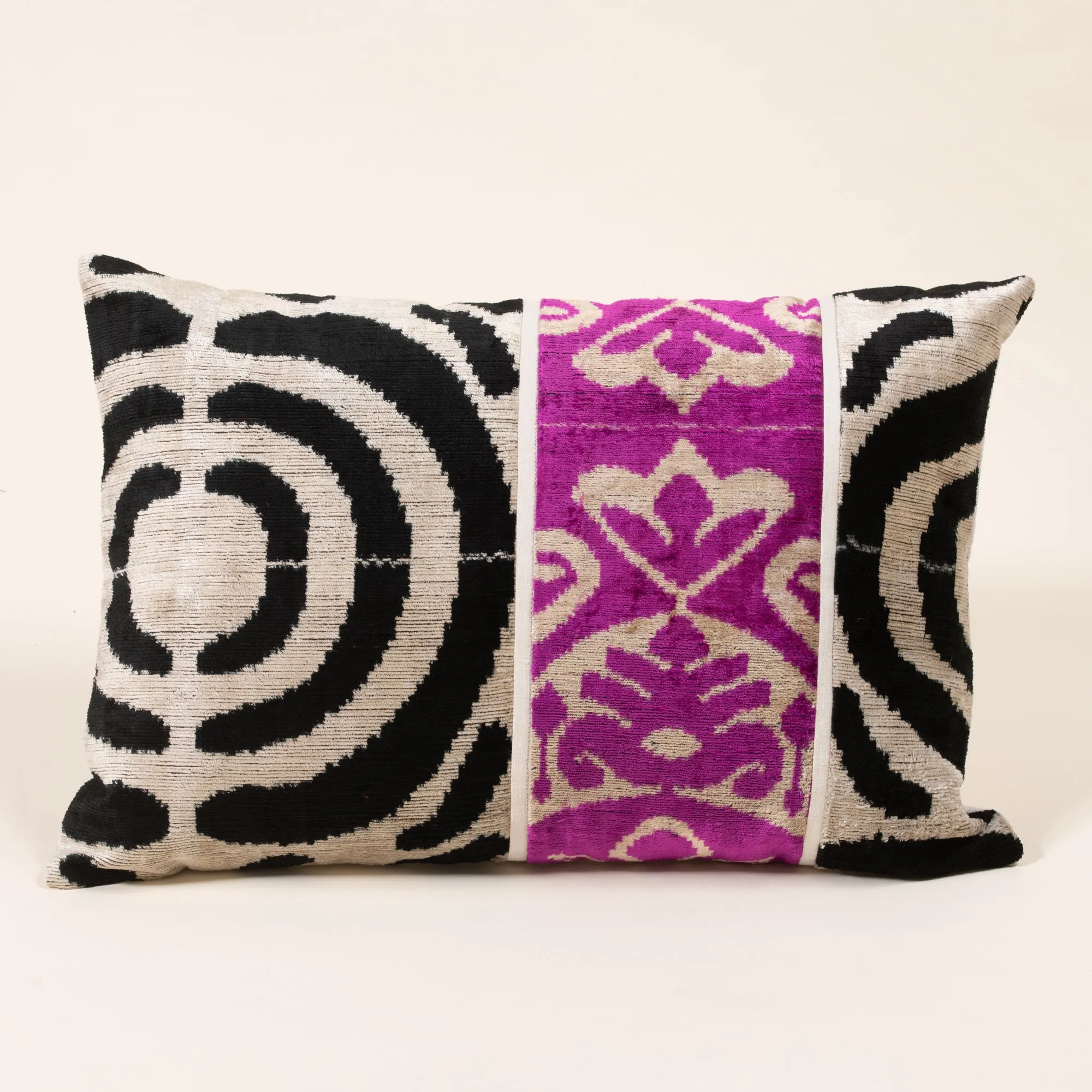 Black, White, & Pink Split Pattern Pillow