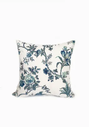 Blue & Aqua Floral Print Pillow | 18 x 18