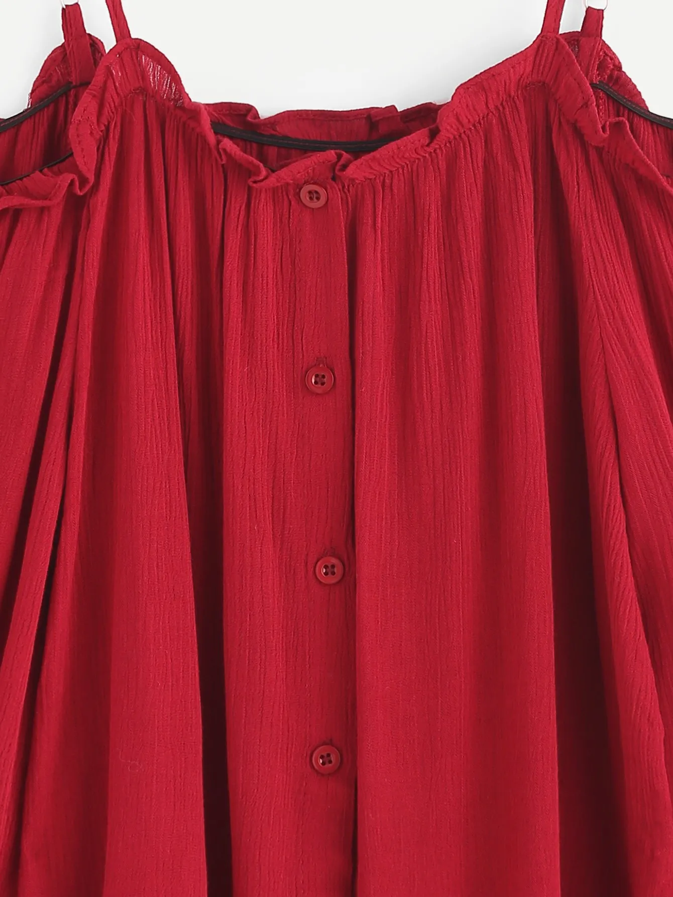 Burgundy Red Cold Shoulder Sleeveless Shirt Top