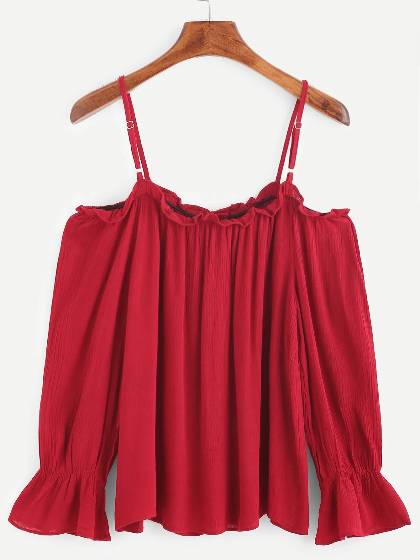 Burgundy Red Cold Shoulder Sleeveless Shirt Top