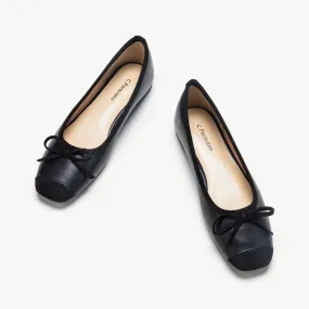 Cap-Toe Ballet Flats (Elena) Black