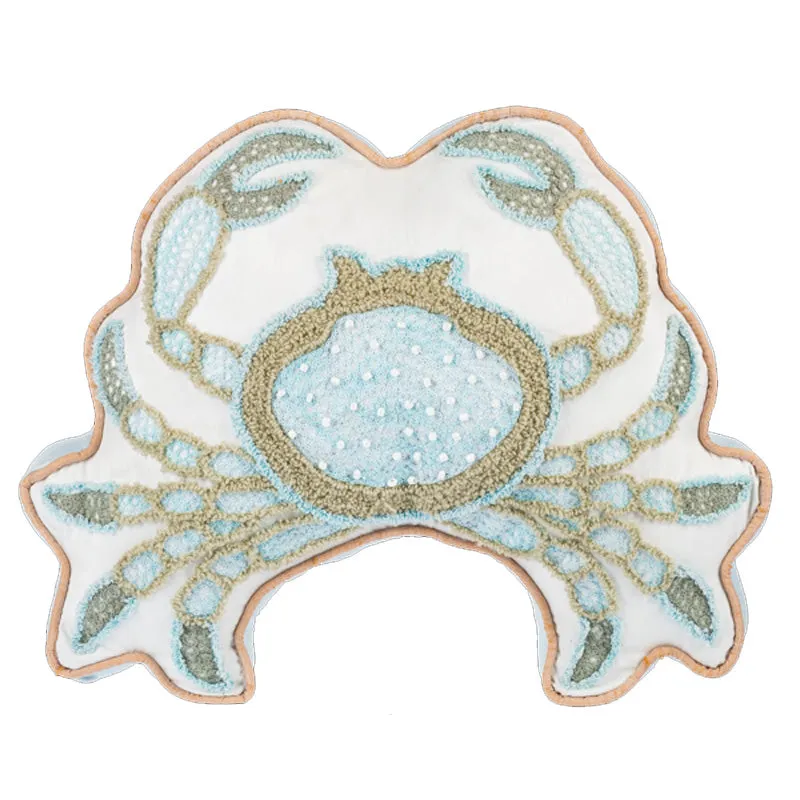 Crab Embroidered Pillow