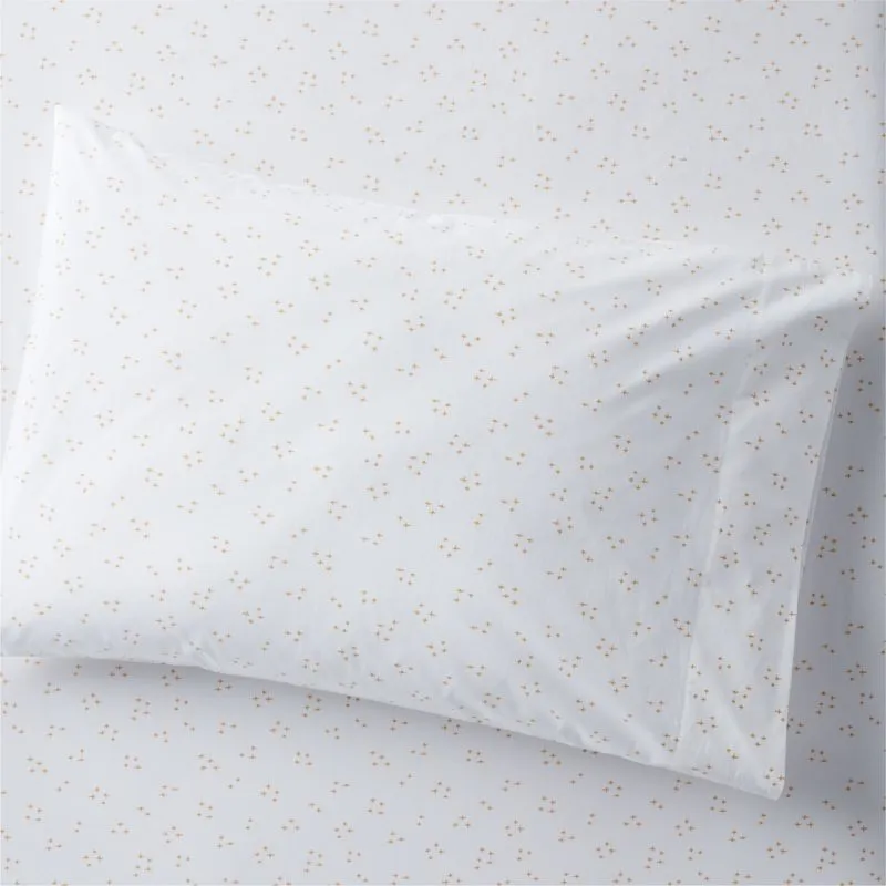 Crate&Barrel Cozy Cloud Twinkle Savannah Yellow Washed Organic Cotton Pillowcase