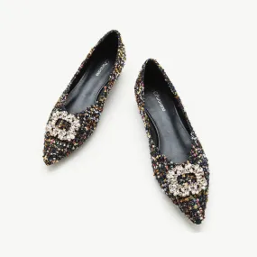 Crystal Buckle Tweed Flats (Aida) Multi Color