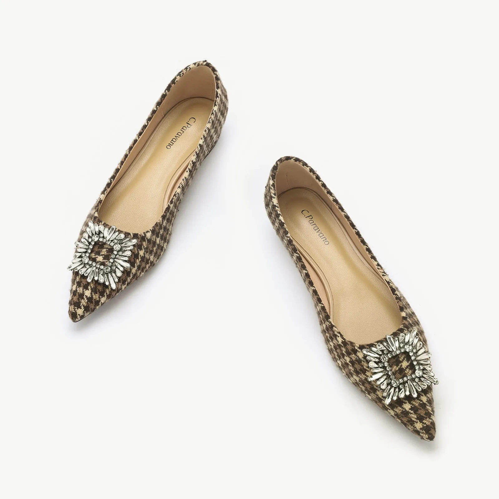 Crystal Buckle Tweed Flats (Aida)