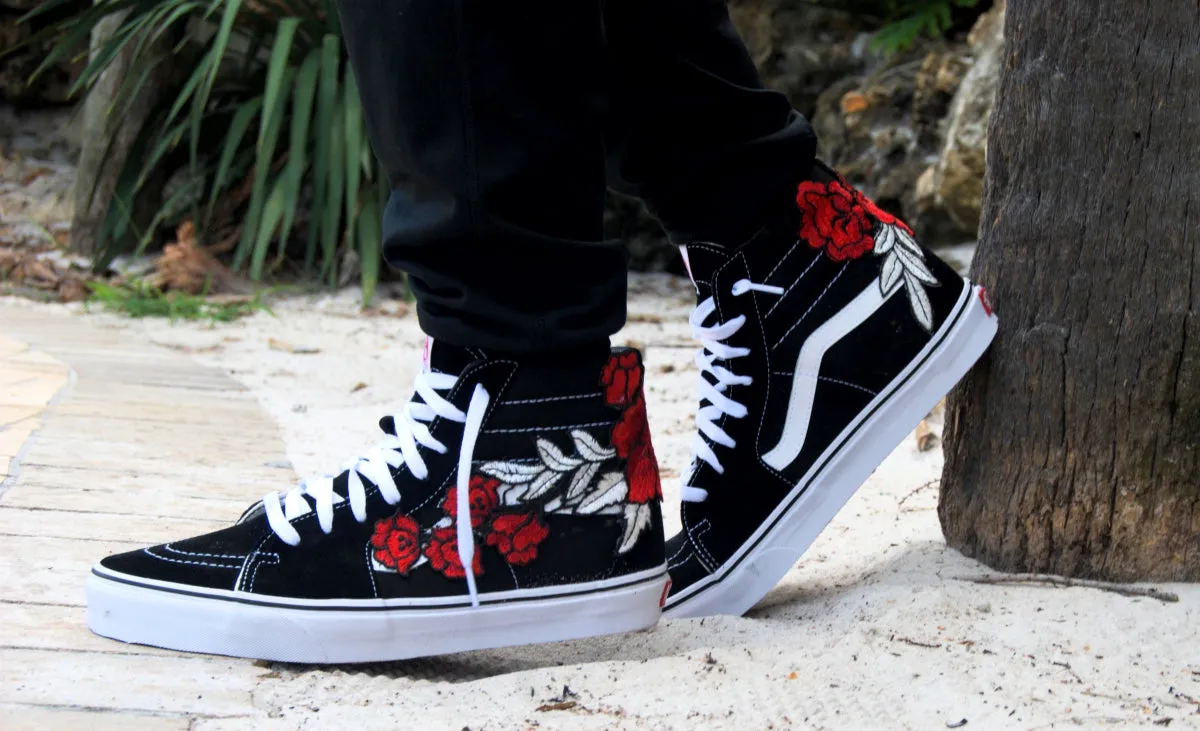 Custom “Frozen Rose” Embroidered Vans Sneakers