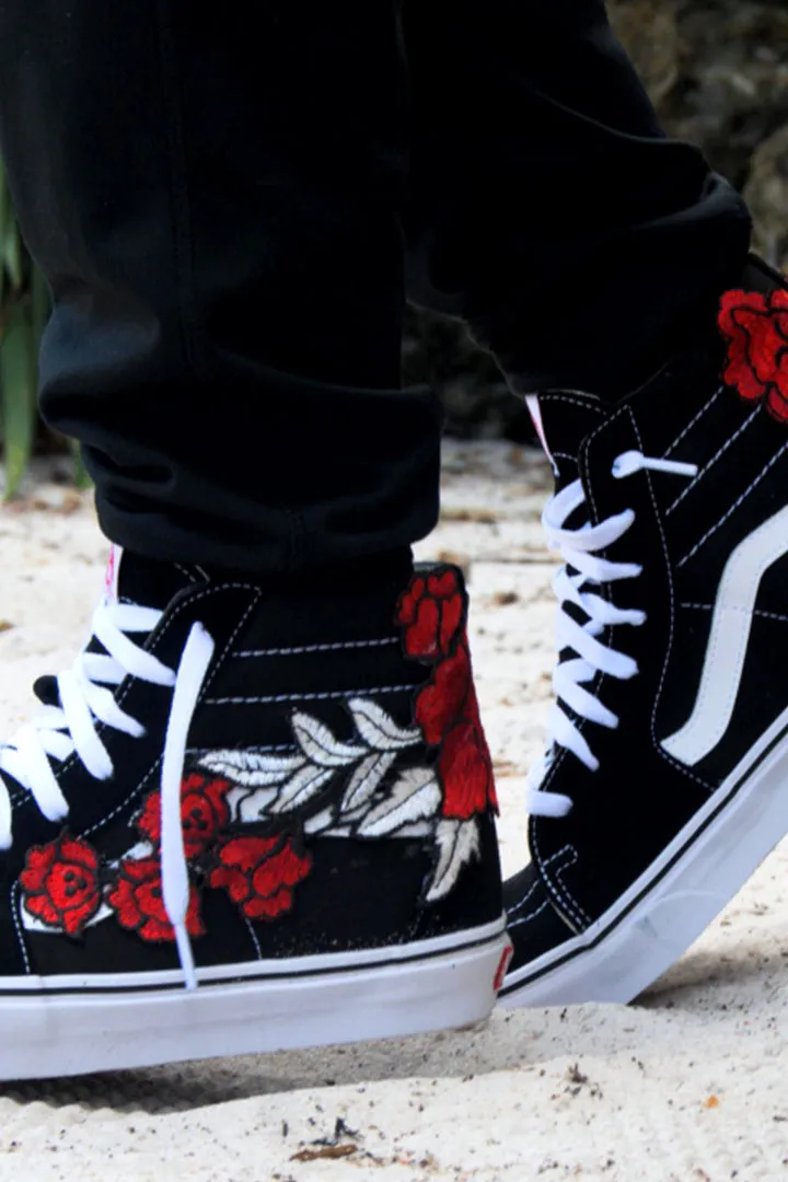 Custom “Frozen Rose” Embroidered Vans Sneakers