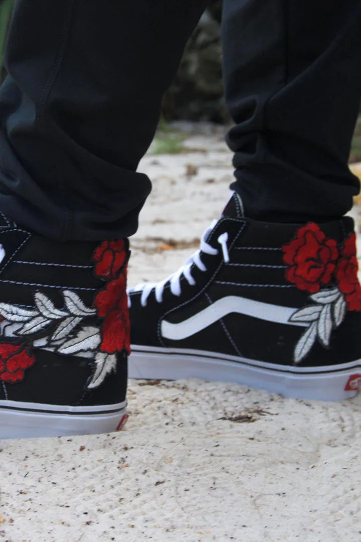 Custom “Frozen Rose” Embroidered Vans Sneakers