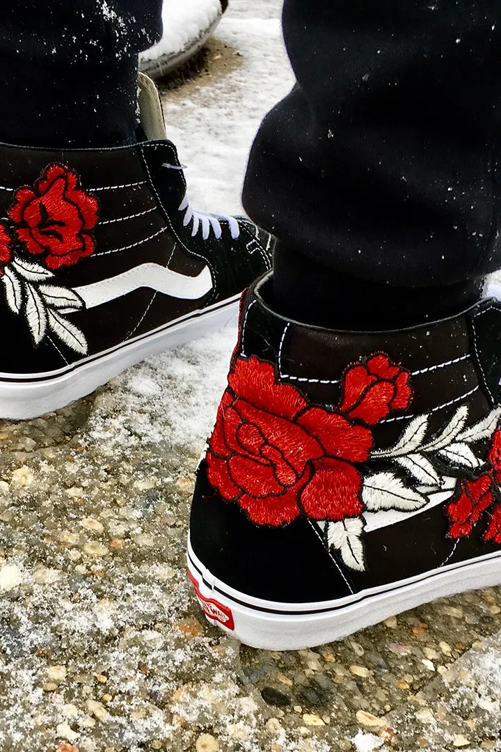 Custom “Frozen Rose” Embroidered Vans Sneakers