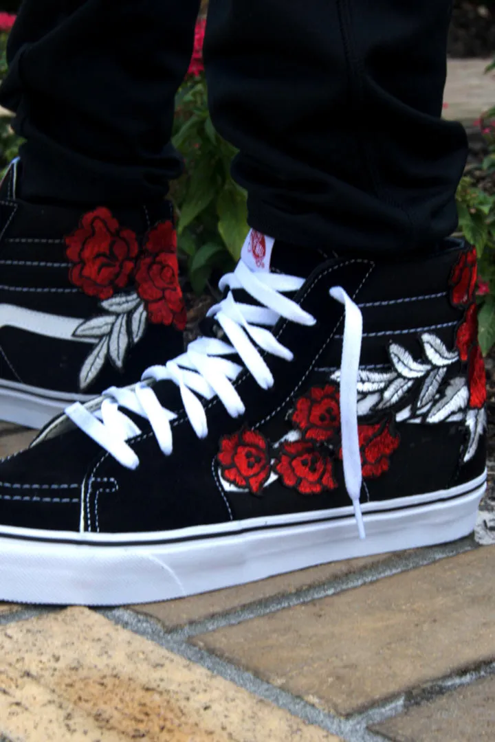 Custom “Frozen Rose” Embroidered Vans Sneakers