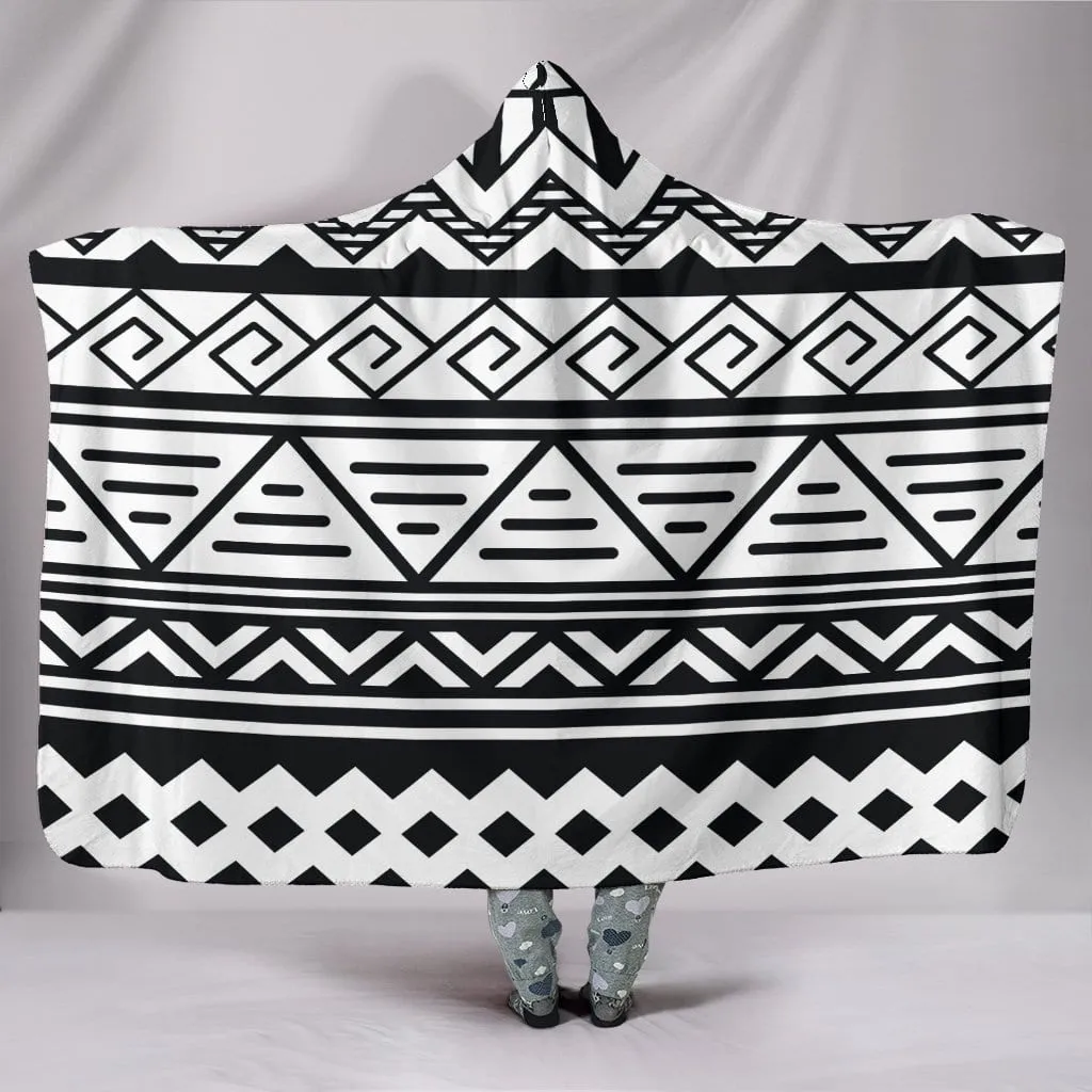 Customise Hooded Blanket White Tribal Pattern