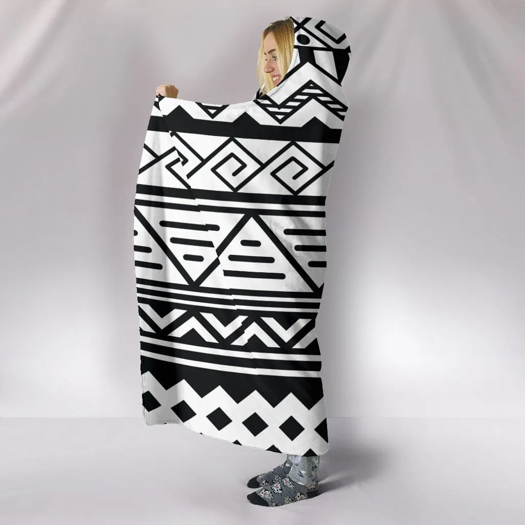 Customise Hooded Blanket White Tribal Pattern