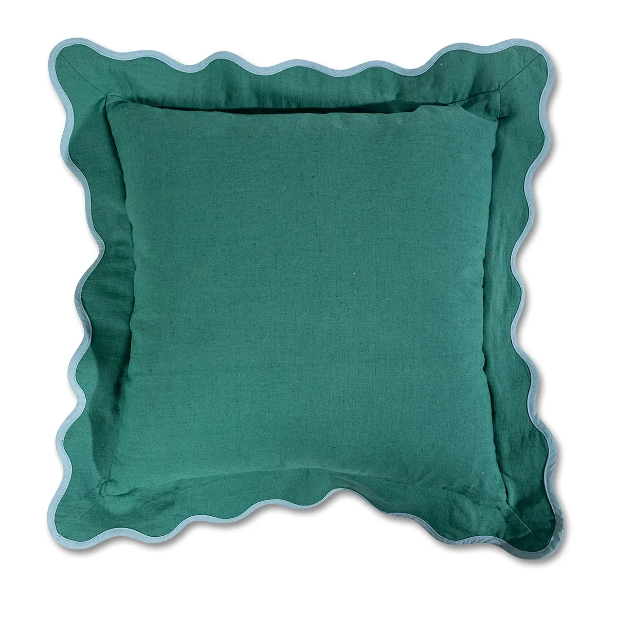 Darcy Linen Pillow - Green + Aqua