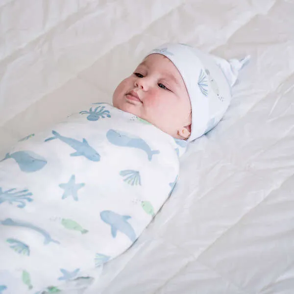 Dear Perli Bamboo Muslin Swaddle Blanket, Under the Sea