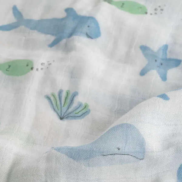 Dear Perli Bamboo Muslin Swaddle Blanket, Under the Sea