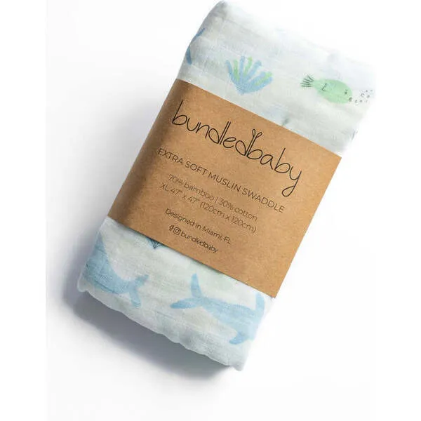 Dear Perli Bamboo Muslin Swaddle Blanket, Under the Sea