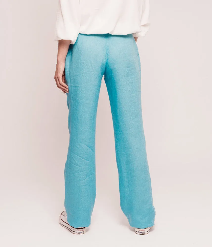 Devernois PRATO TURQUOISE LINEN TROUSERS