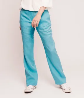 Devernois PRATO TURQUOISE LINEN TROUSERS