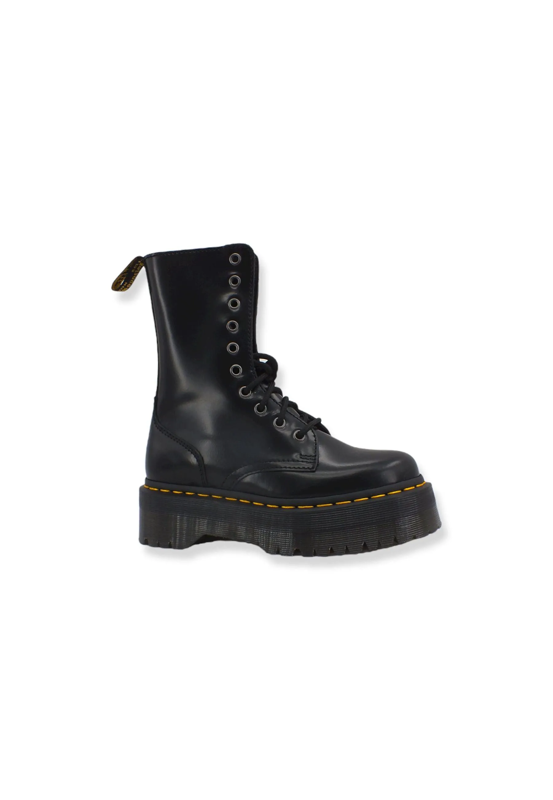 DR. MARTENS Jadon Hi Polished Smooth Stivaletto Anfibio Donna 10 Fori Black JADONHI-25565001