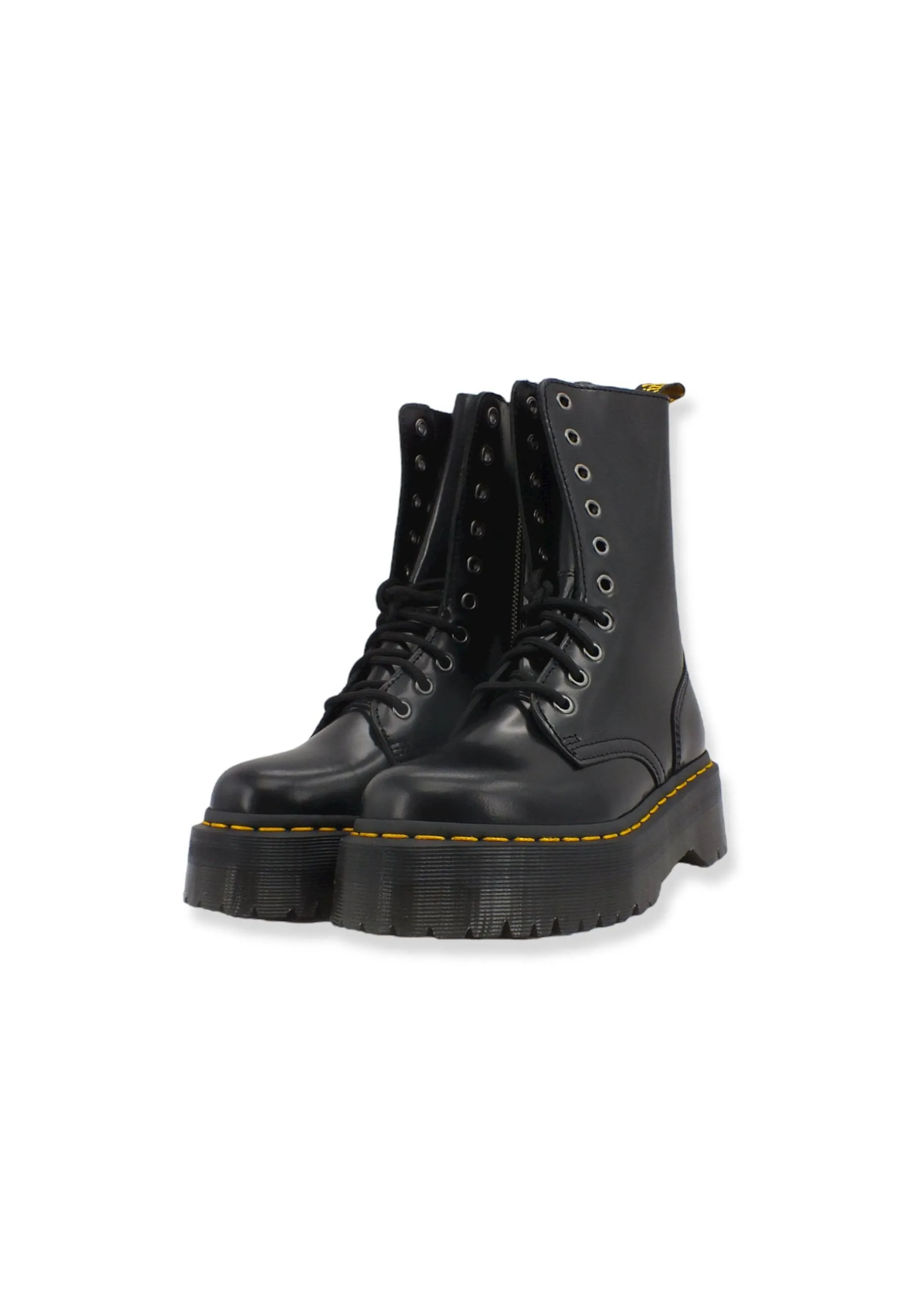 DR. MARTENS Jadon Hi Polished Smooth Stivaletto Anfibio Donna 10 Fori Black JADONHI-25565001