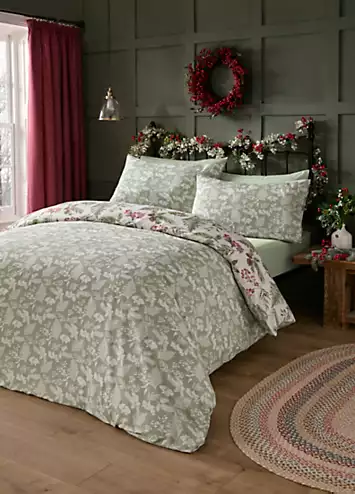 Dreams & Drapes Winter Sprigs 100% Brushed Cotton Duvet Cover Set | Kaleidoscope