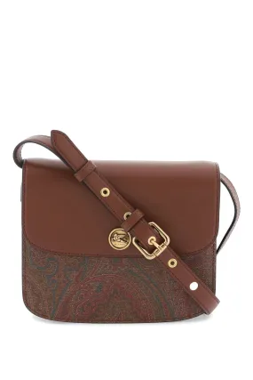 ETRO Essential Large Crossbody Canvas Handbag with Leather Flap and Paisley Motif