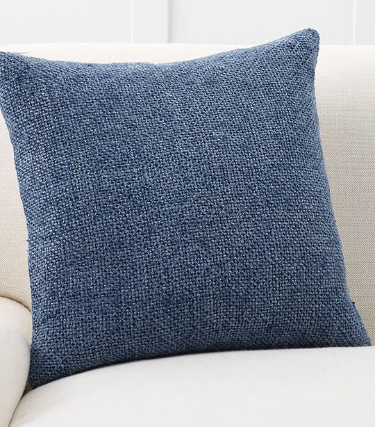 Faye Linen Textured Pillow Cover - Stormy Blue