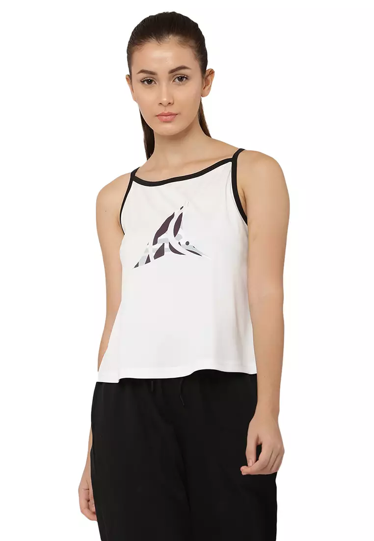 Fitleasure Women's Training/Running White Sleeveless Top