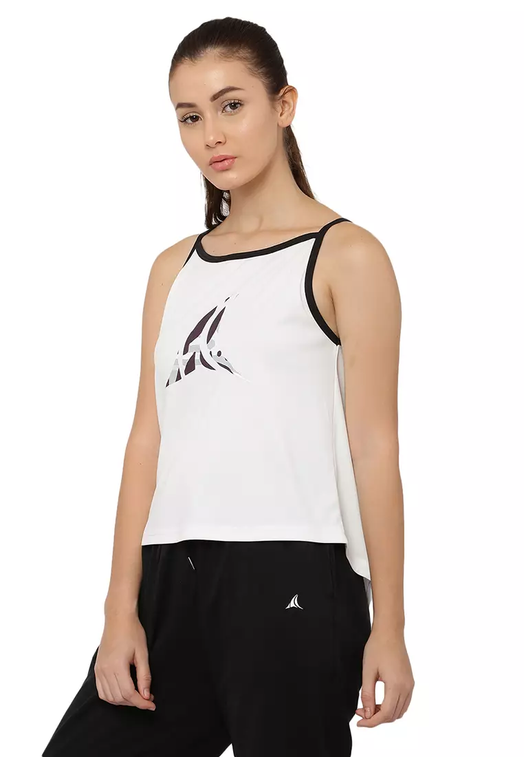 Fitleasure Women's Training/Running White Sleeveless Top