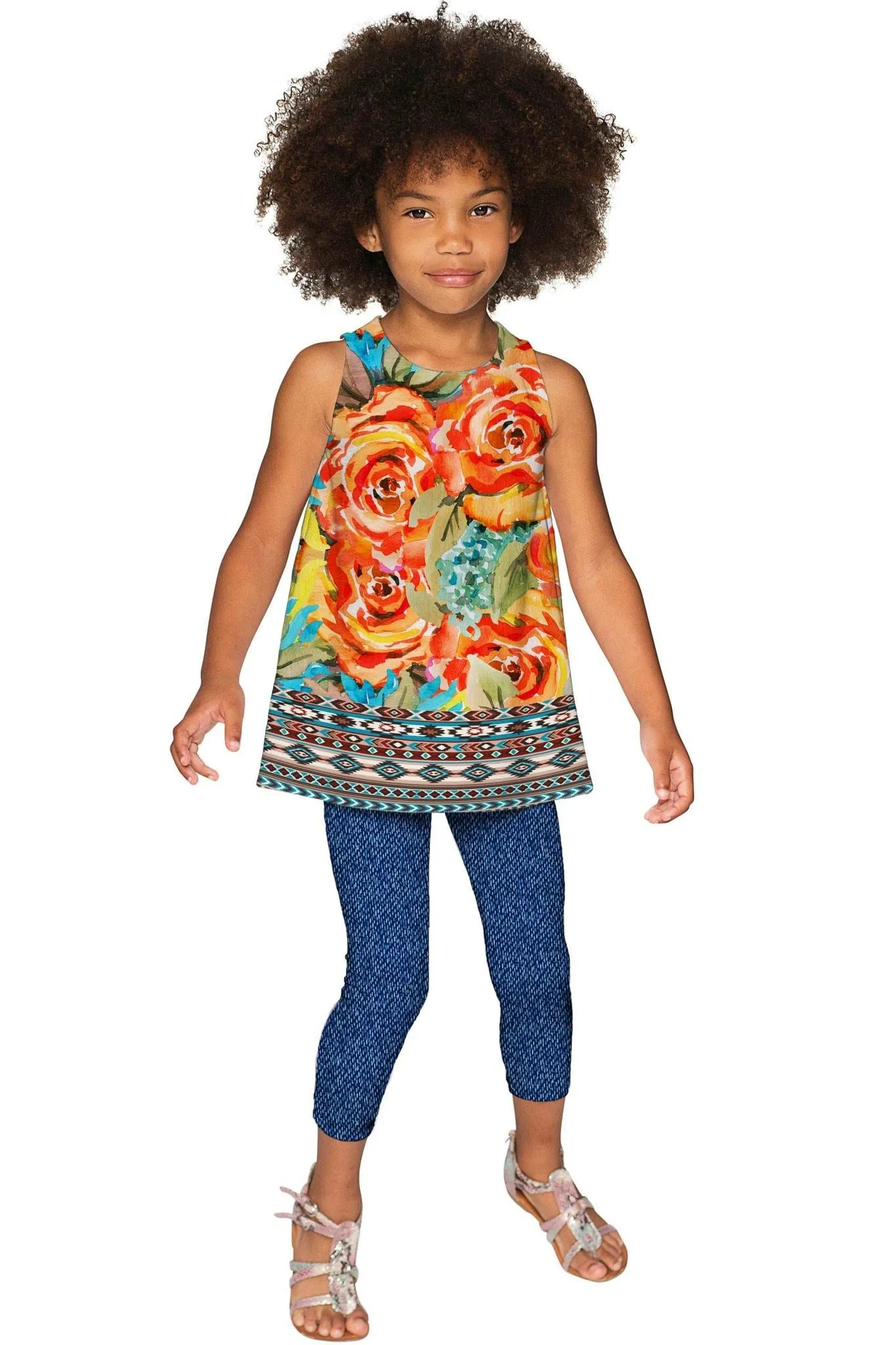 Fox Emily Yellow Floral Print Sleeveless Chic Party Top - Girls