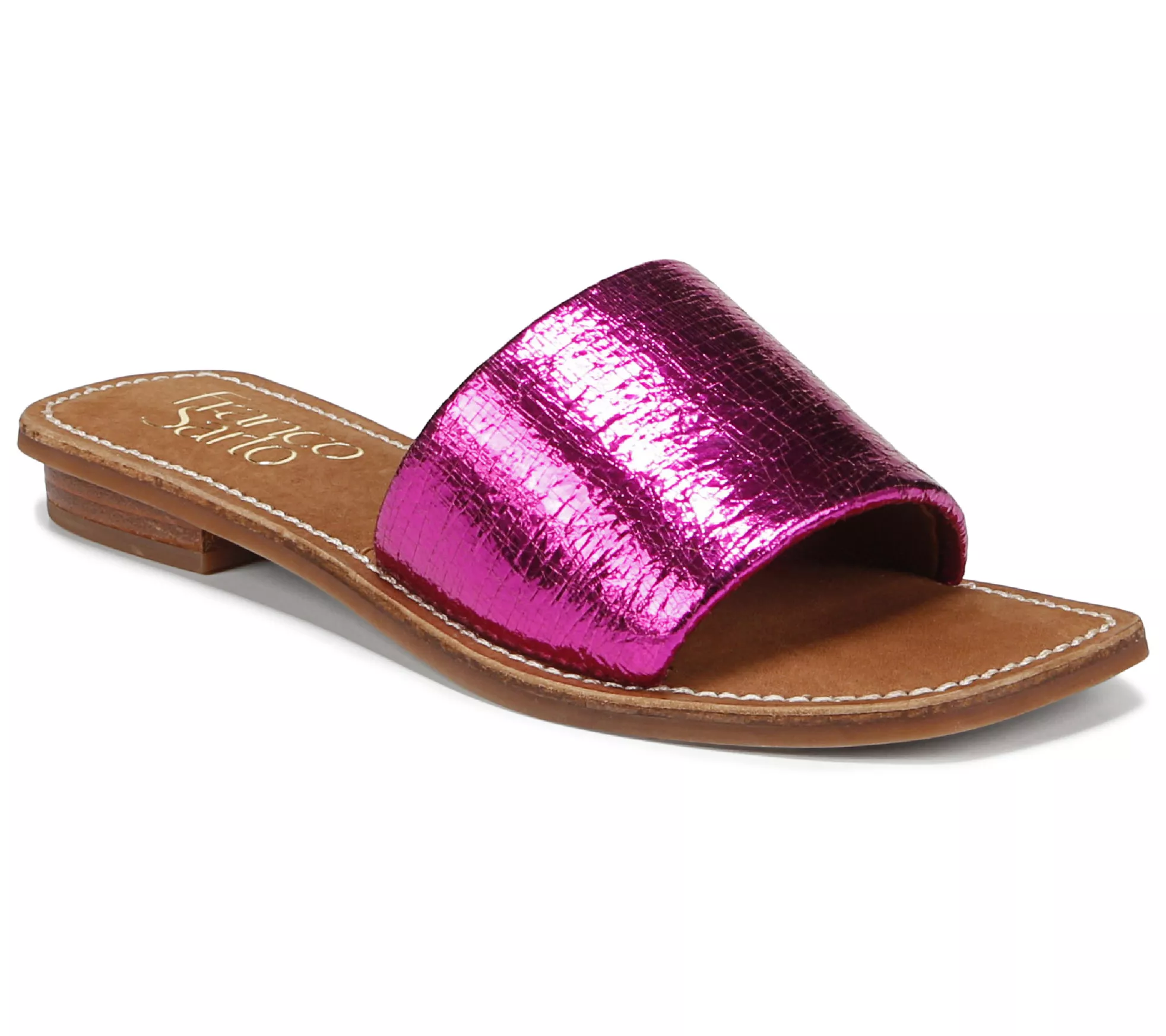 Franco Sarto Metallic Leather Slide Sandals- Tia