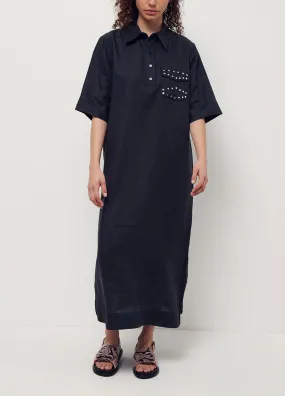 Ganni -  Linen Stud Long Dress - Dress