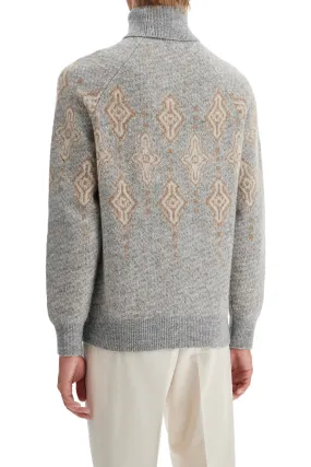 Geometric Jacquard Turtleneck Sweater